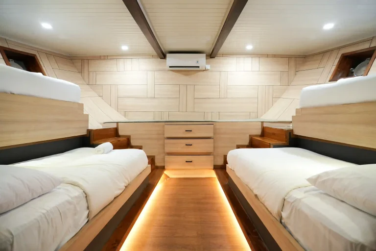 Kelimutu sharing cabin interior aboard Mosalaki Phinisi
