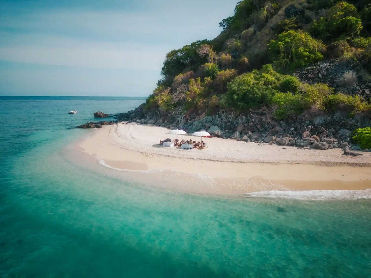 Private beach dinner setup in Komodo